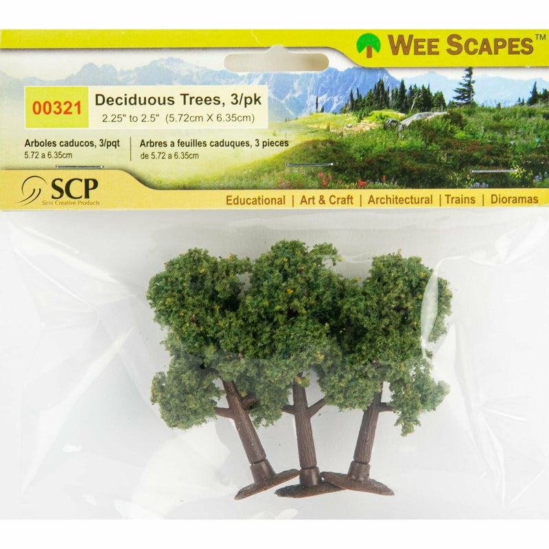 Dark Olive Green Wee Scapes Deciduous Trees 57-63mm (3 Pack) Architectural Model Supplies