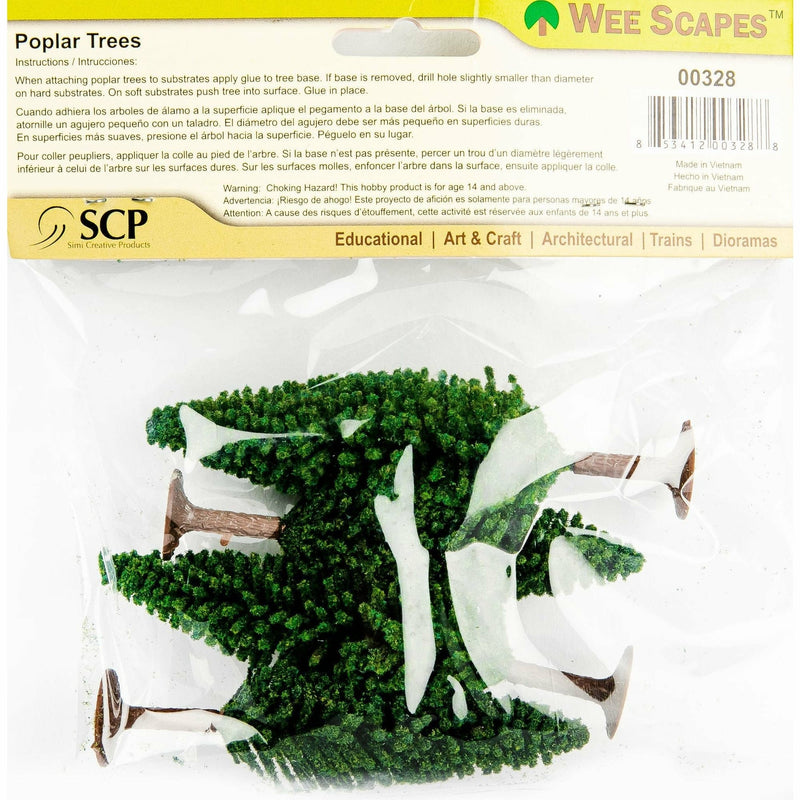 Dark Green Wee Scapes Poplar Tree 89-100mm (4 Pack) Architectural Model Supplies