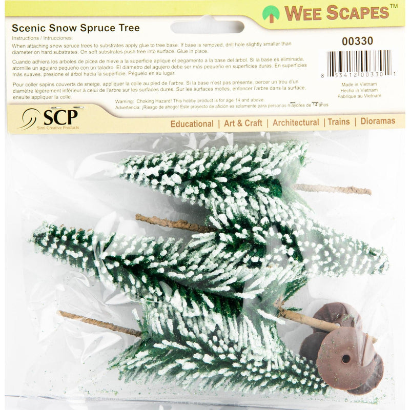 Dark Slate Gray Wee Scapes Snow Spruce Tree 89-125mm (4 Pack) Architectural Model Supplies