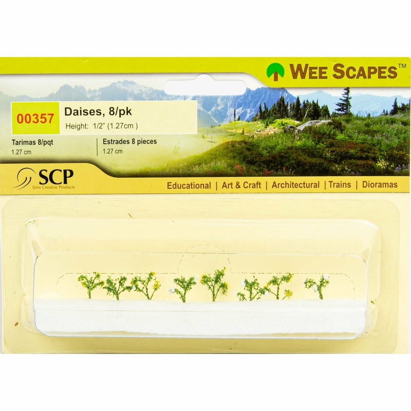 Lemon Chiffon Wee Scapes Daisies 1.27cm (8 Pack) Architectural Model Supplies