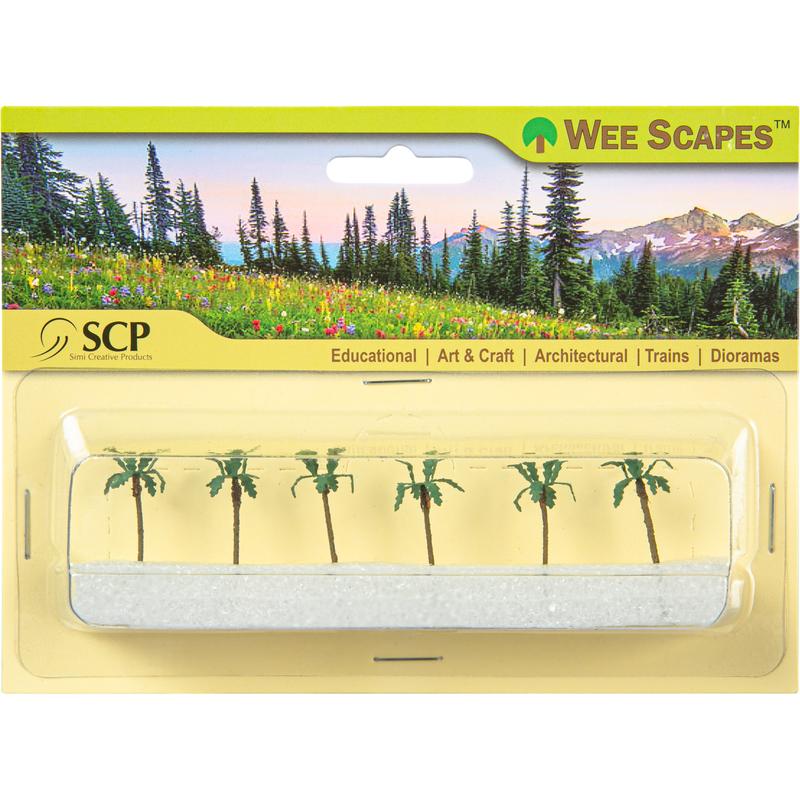 Khaki Wee Scapes Palm Trees 2.5cm (6 Pieces) Architectural Model Supplies
