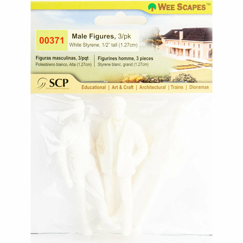 Pale Goldenrod Wee Scapes Male Figures-White (3 Pack) Architectural Model Supplies