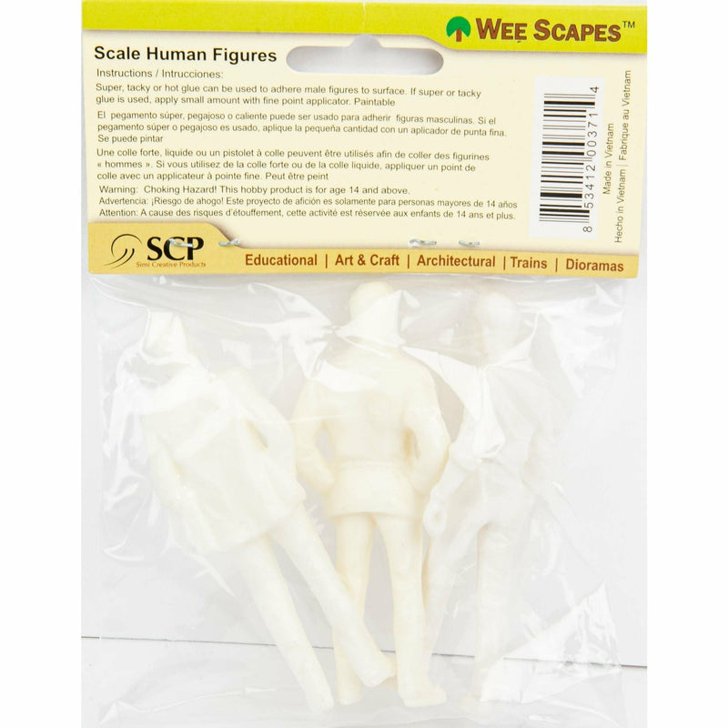 Bisque Wee Scapes Male Figures-White (3 Pack) Architectural Model Supplies