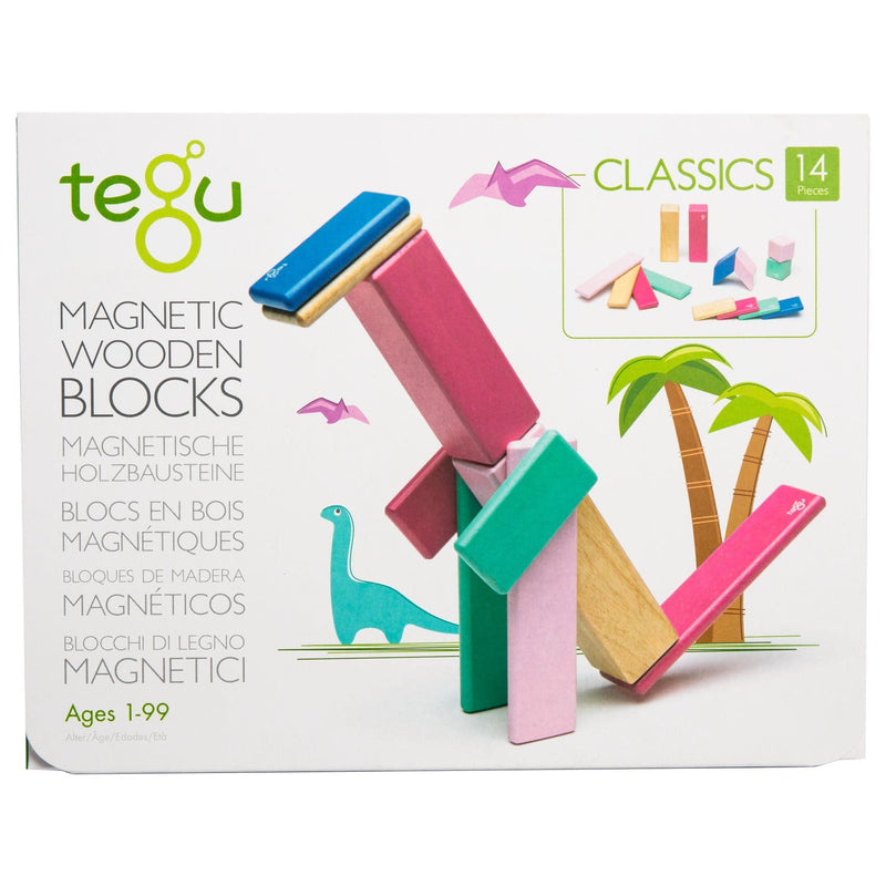 Misty Rose Tegu - Magnetic Wooden Blocks Blossom 14 piece Kids Educational Games and Toys