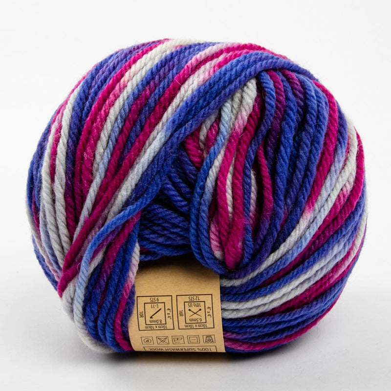 Midnight Blue Eden Colours 100G Grams 100% Superwash Wool col: 44042 Blue Pink Multi Knitting and Crochet Yarn