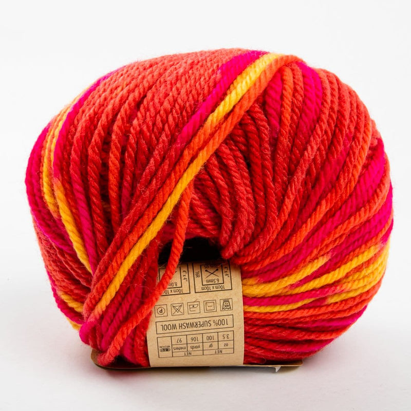 Firebrick Eden Colours 100G Grams 100% Superwash Wool col: 44047 Pink Orange Multi Knitting and Crochet Yarn