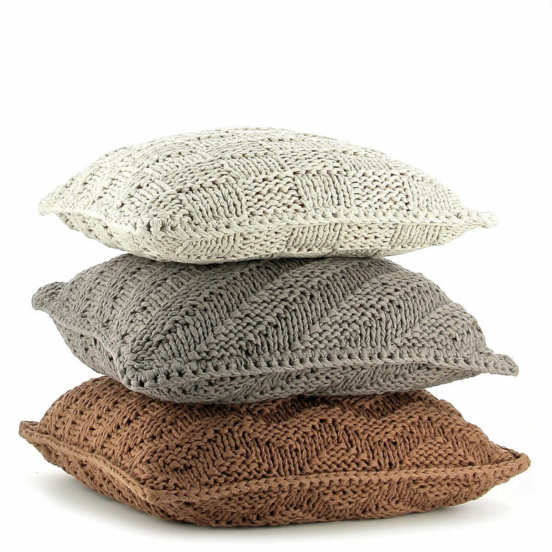Dim Gray Hoooked RibbonXL Knitted Cushion 40X40Cm Sandy Ecru Crochet Kits