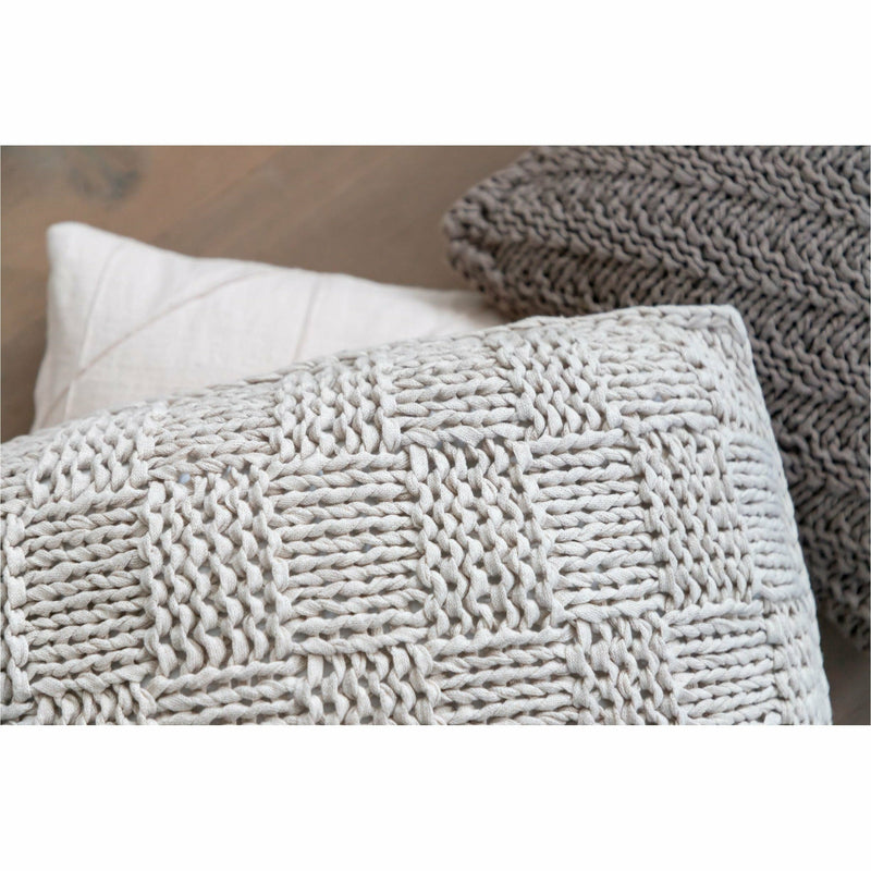 Gray Hoooked RibbonXL Knitted Cushion 40X40Cm Sandy Ecru Crochet Kits