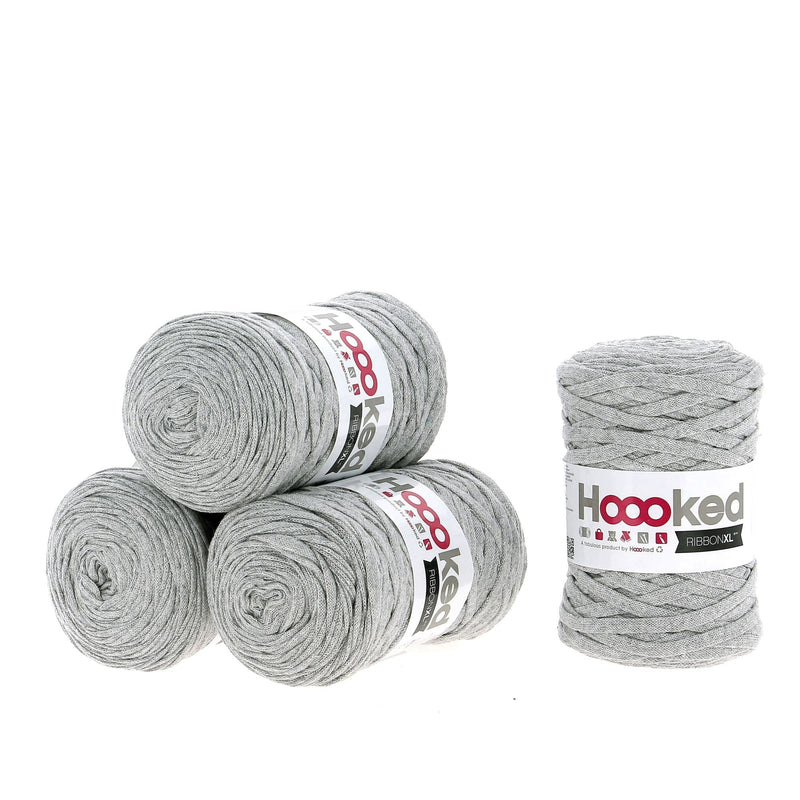 Dark Gray Hoooked RibbonXL Yarn Silver Grey 250 Grams 120 Metres Knitting and Crochet Yarn