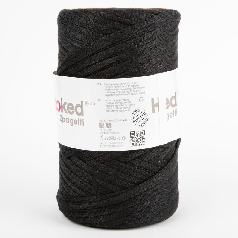Black Hoooked Zpagetti T-Shirt Yarn Black Shades 60 Metres Knitting and Crochet Yarn