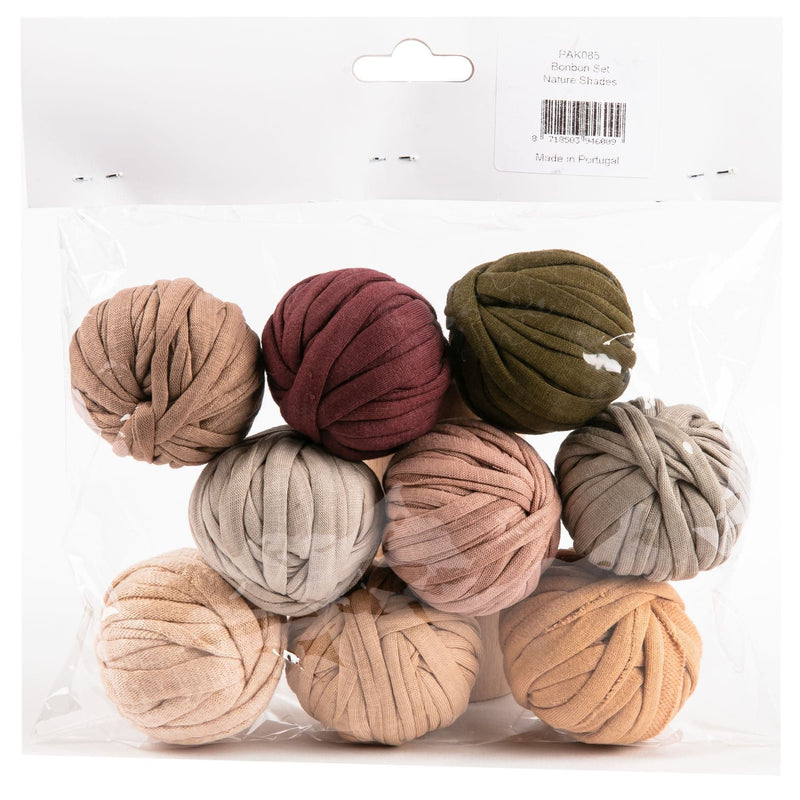 Saddle Brown Hoooked Zpagetti T-Shirt Yarn Nature Shades Set 9 Bobbins X 6 Metres Crochet Kits