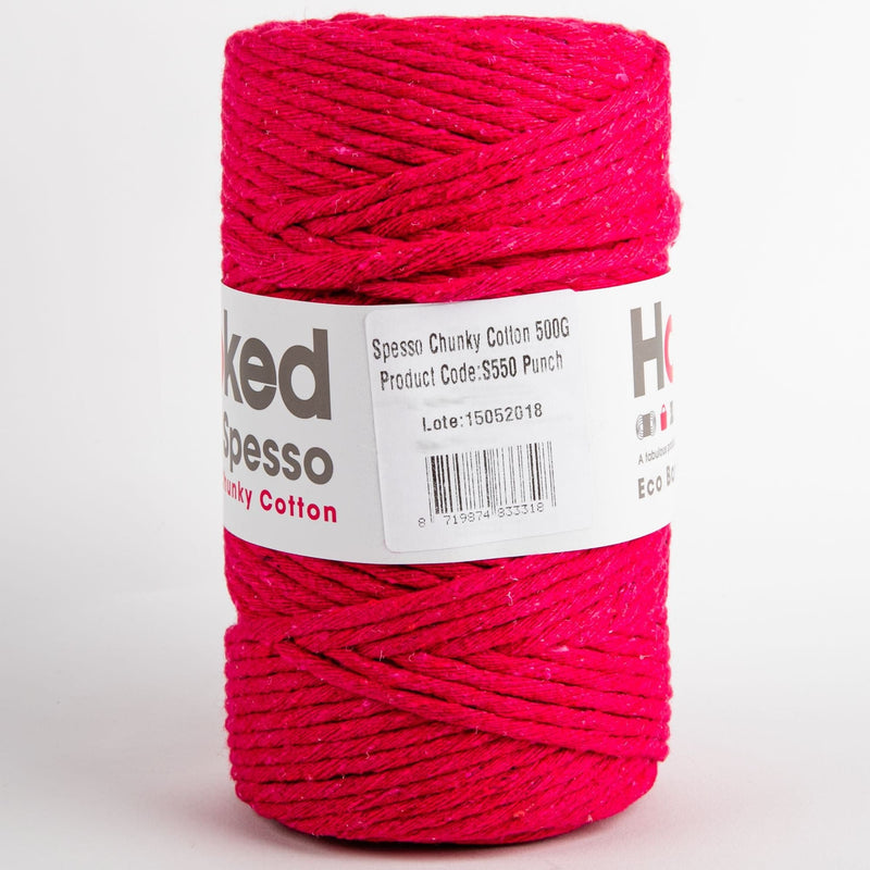 Firebrick Hoooked Spesso Chunky Recycled Cotton Punch 500 Grams 127 Metres Knitting and Crochet Yarn