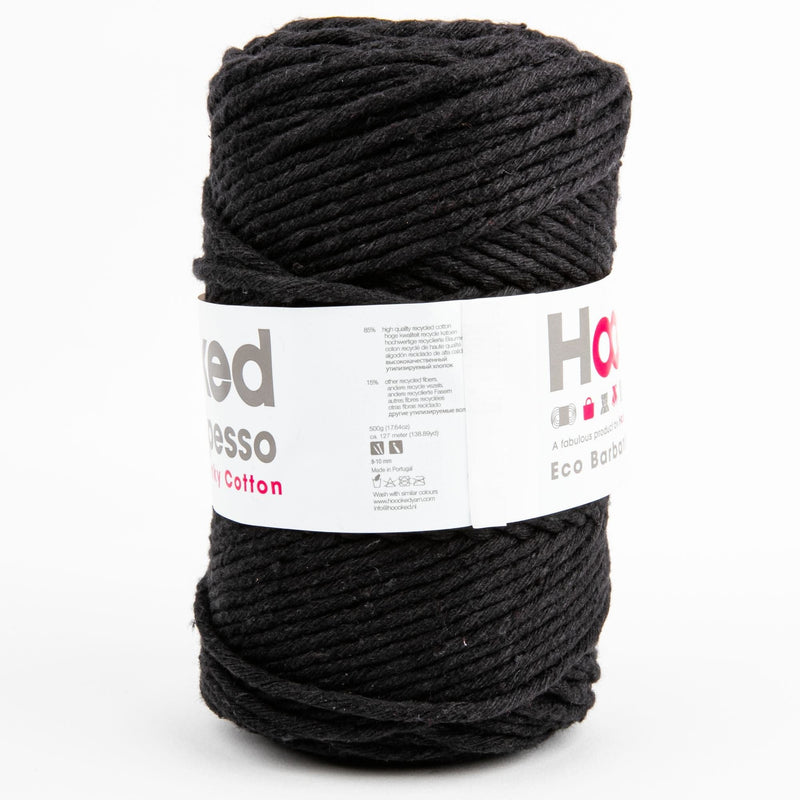 Black Hoooked Spesso Chunky Recycled Cotton Noir 500 Grams 127 Metres Knitting and Crochet Yarn