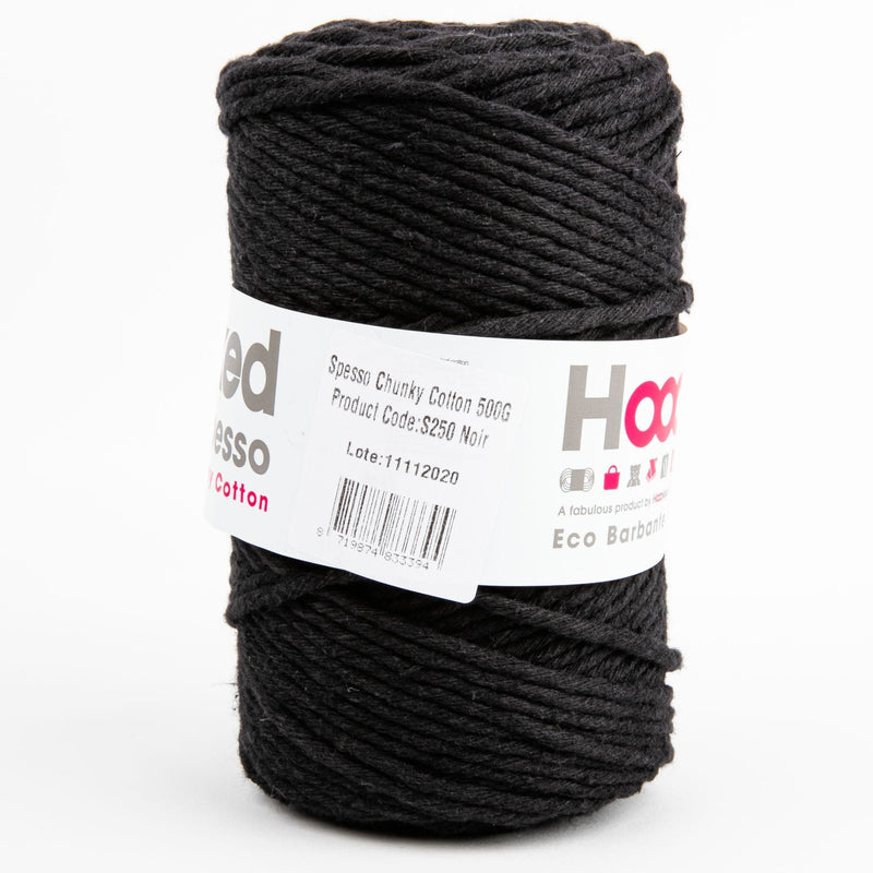 White Smoke Hoooked Spesso Chunky Recycled Cotton Noir 500 Grams 127 Metres Knitting and Crochet Yarn