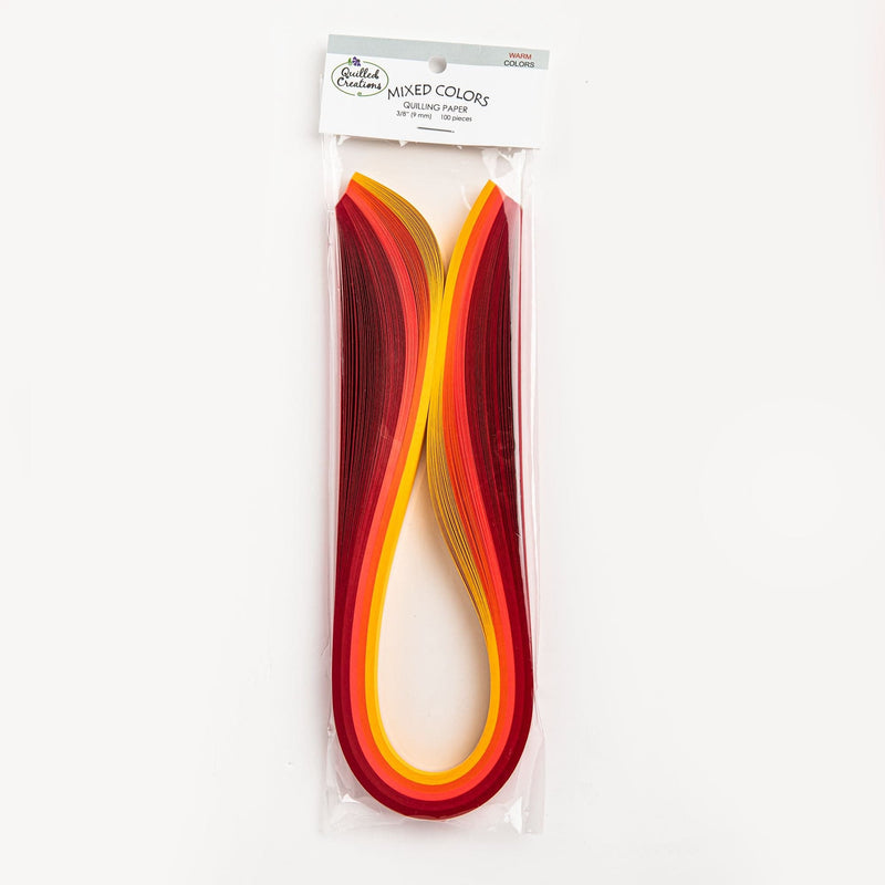 Dark Red Quilled Creations Quilling Paper Mixed Colors 10mm wide  100/Pkg - Warm Colours Quilling