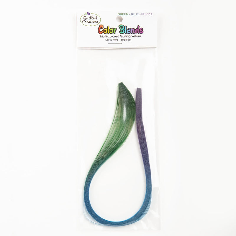 Dim Gray Quilled Creations Quilling Paper Color Blends 3mm  50/Pkg - Green, Blue, Purple Quilling
