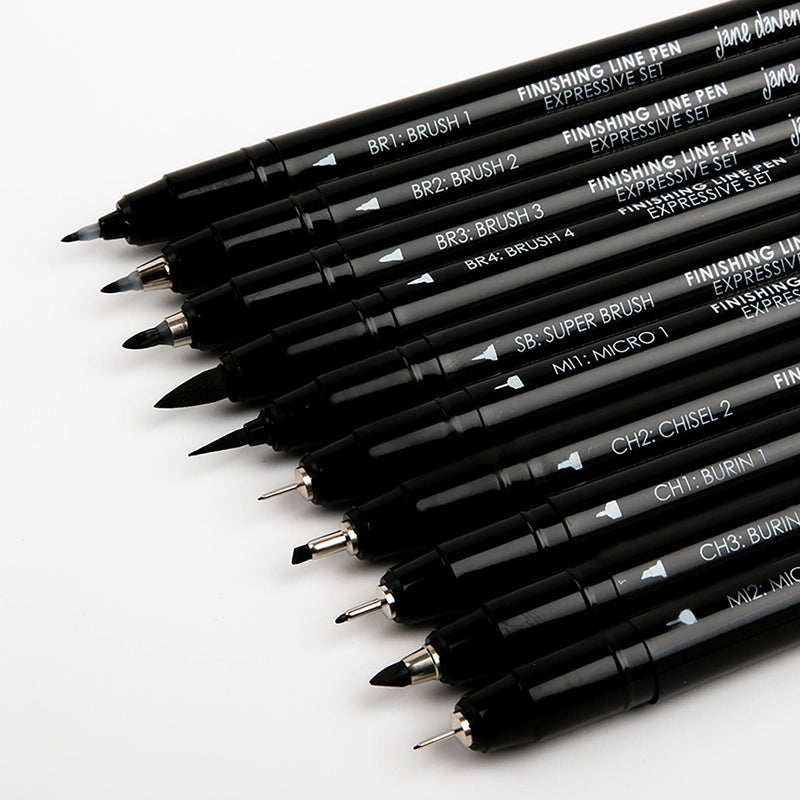 Black Jane Davenport Finishing Line Pens 10/Pkg - Black Pens and Markers