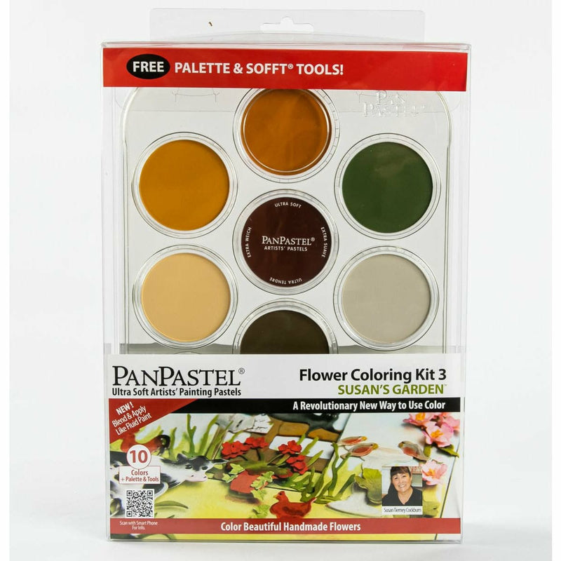 Beige PanPastel 10 Colour Set - Susans Garden Flower Col. Kit 3 Pastels & Charcoal
