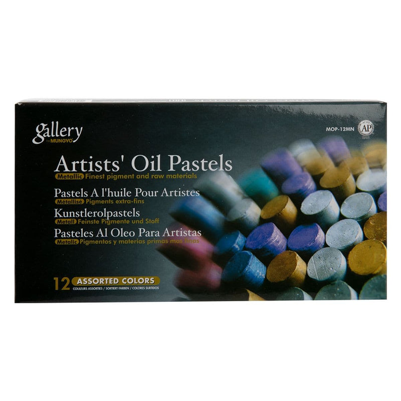 Black Mungyo Oil Pastels Set of 12 Metallic Colours Pastels & Charcoal