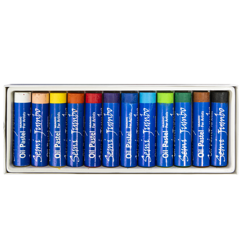 Light Gray Mungyo Semi Jumbo Oil Pastels Set of 12 Pastels & Charcoal