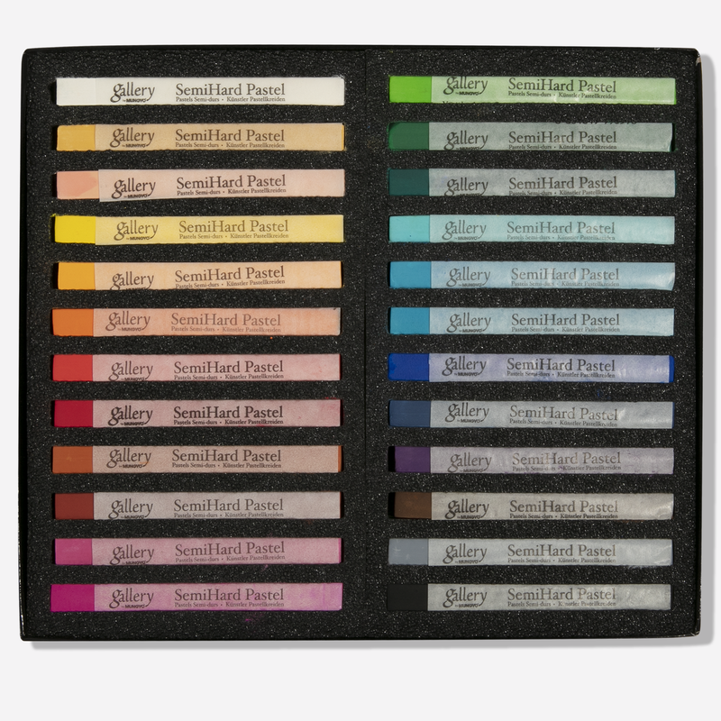 Gray Mungyo Gallery Semi Hard Pastel Set 24 Pastels & Charcoal