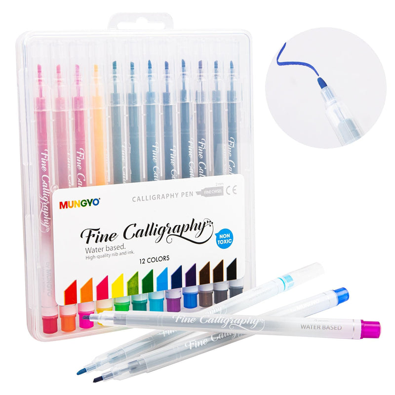 Dark Gray Mungyo Calligraphy Pen Set 2mm Fine 12 Colours Pens and Markers