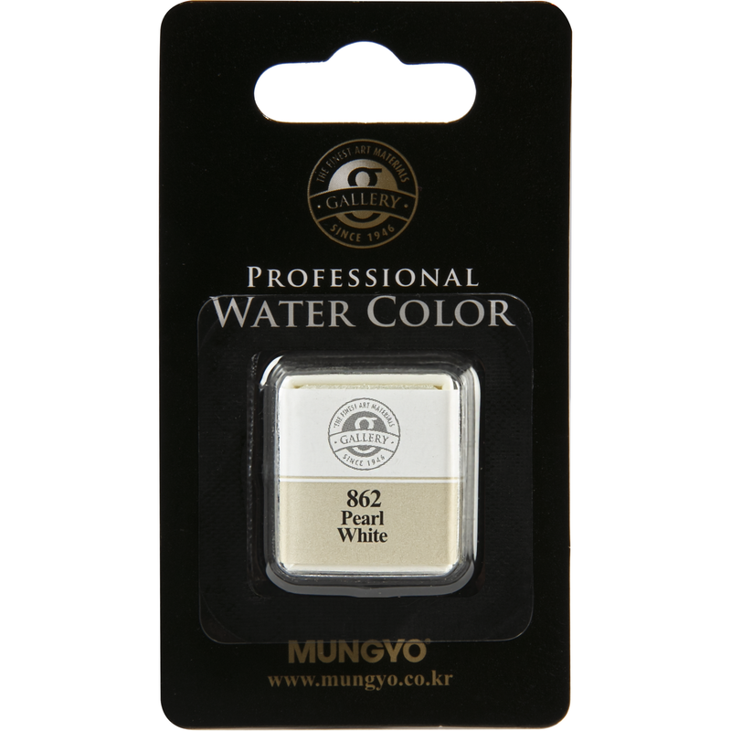 Gray Mungyo Professional Watercolour Paint Half Pan - Pearl White 862 Watercolour Paints