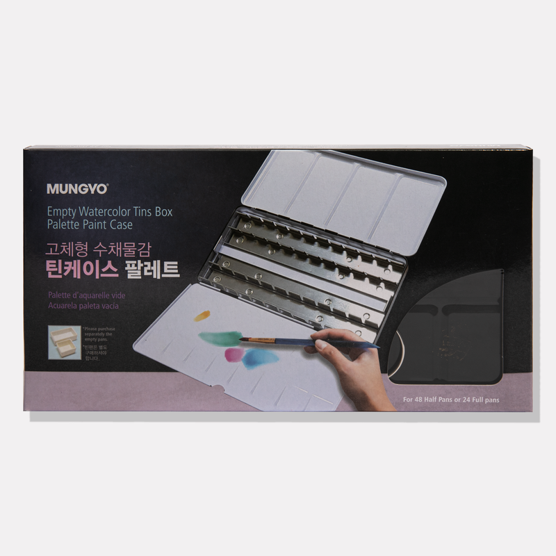 Light Gray Mungyo Empty Metal Watercolour Case - Fits 48 Half Pans or 24 Full Pans Paint Palettes