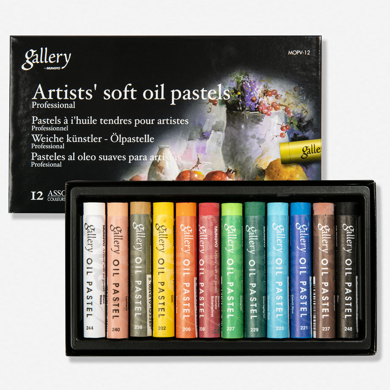 Black Mungyo Gallery Artists' Soft Oil Pastel Set of 12 Pastels & Charcoal