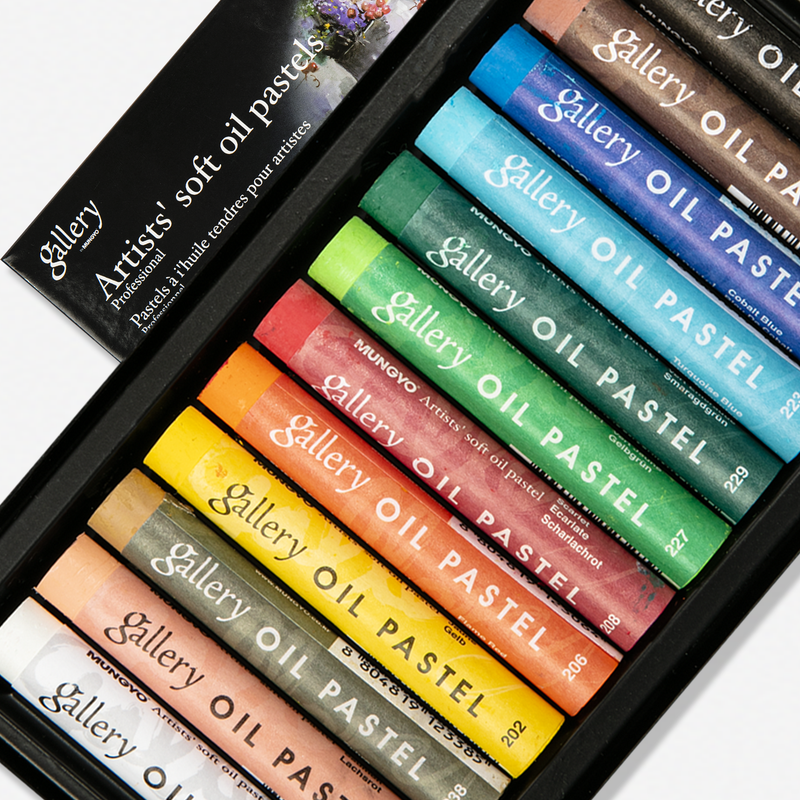 Wheat Mungyo Gallery Artists' Soft Oil Pastel Set of 12 Pastels & Charcoal