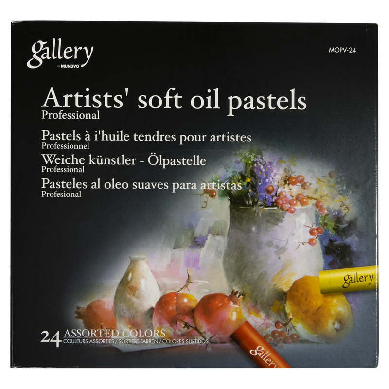 Black Mungyo Gallery Artists' Soft Oil Pastel Set of 24 Pastels & Charcoal