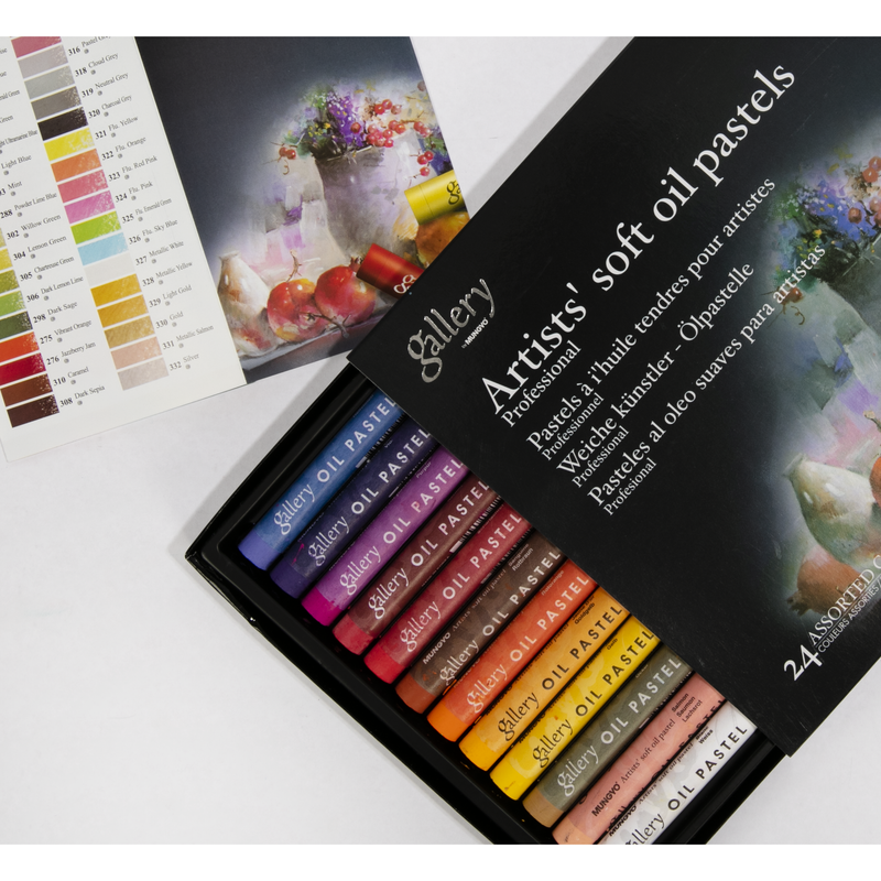 Black Mungyo Gallery Artists' Soft Oil Pastel Set of 24 Pastels & Charcoal