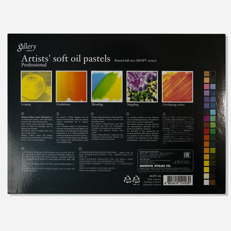 Black Mungyo Gallery Artists' Soft Oil Pastel Set of 36 Pastels & Charcoal