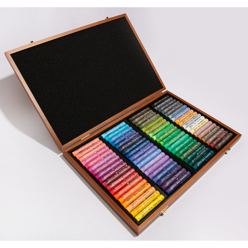 Light Gray Mungyo Gallery Artists' Soft Oil Pastel Set of 72 in Wooden Box Pastels & Charcoal