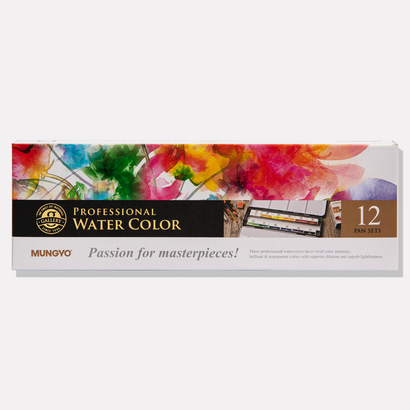 White Smoke Mungyo Watercolour Pan Set Full Size 12 Colours Watercolour Paints