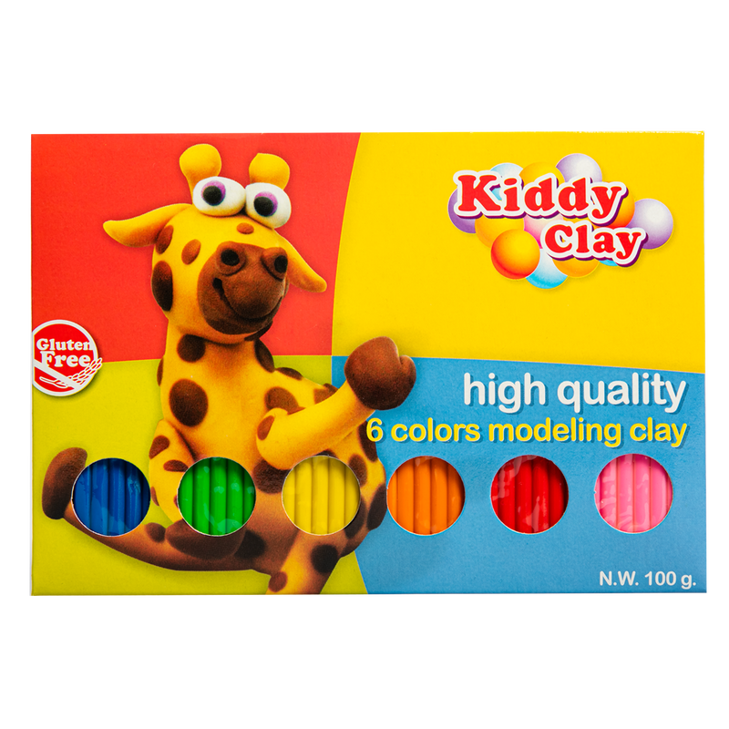 Gold 6 Colour Flat Stripes of Clay 100g Blue Green Yellow Pink Red Orange Kids Modelling Supplies