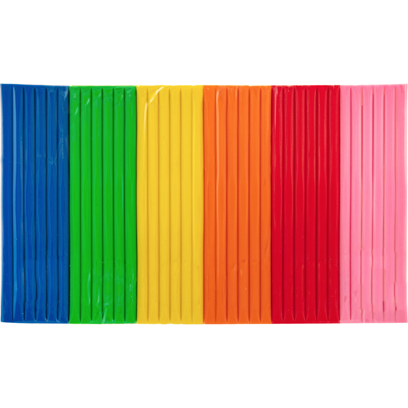 Chocolate 6 Colour Flat Stripes of Clay 100g Blue Green Yellow Pink Red Orange Kids Modelling Supplies
