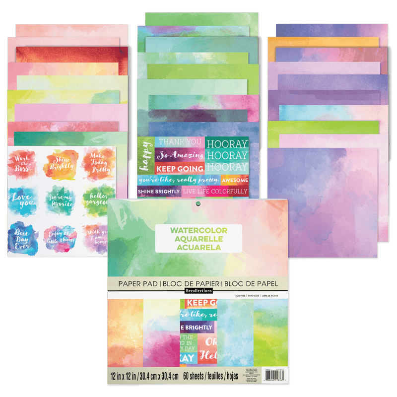 Light Gray Recollections Paper Pad 12x 12" 30.4 x 30.4cm 60 Sheets Watercolour Cardstock