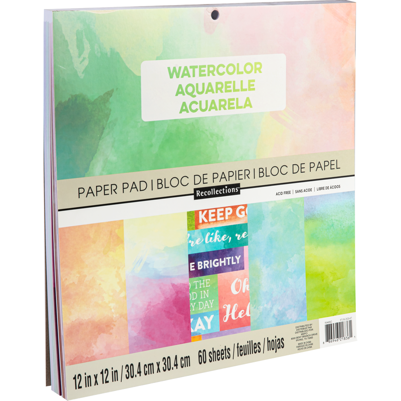 Light Gray Recollections Paper Pad 12x 12" 30.4 x 30.4cm 60 Sheets Watercolour Cardstock