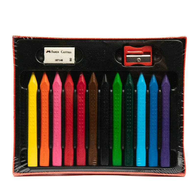 Firebrick Faber Castell Grip Erasable Crayon Asstd (Cardboard Box 12) Kids Crayons