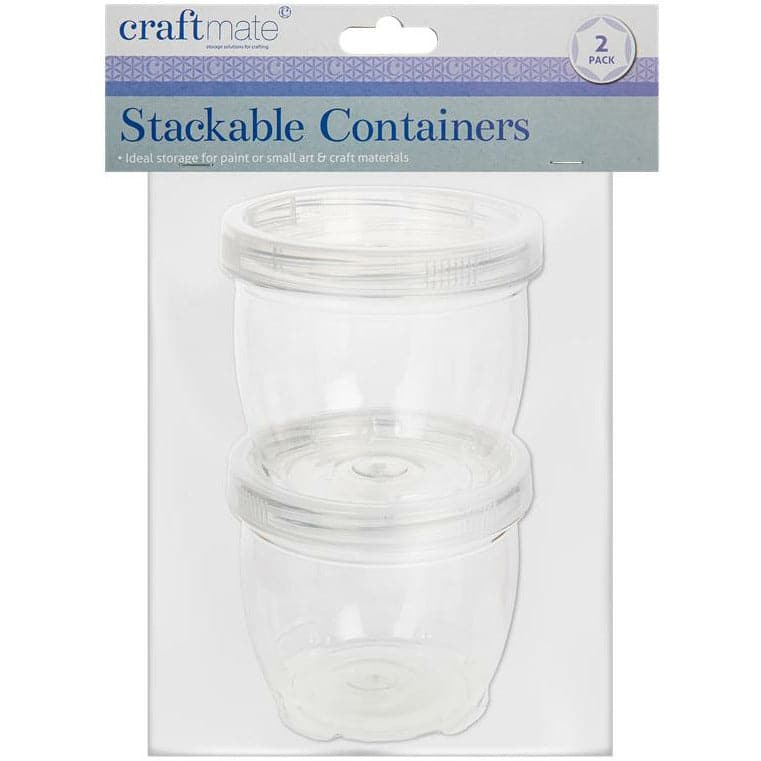 Lavender Craftmate Stackable Round Containers with Lids 90x80mm 2 Pack Craft Storage