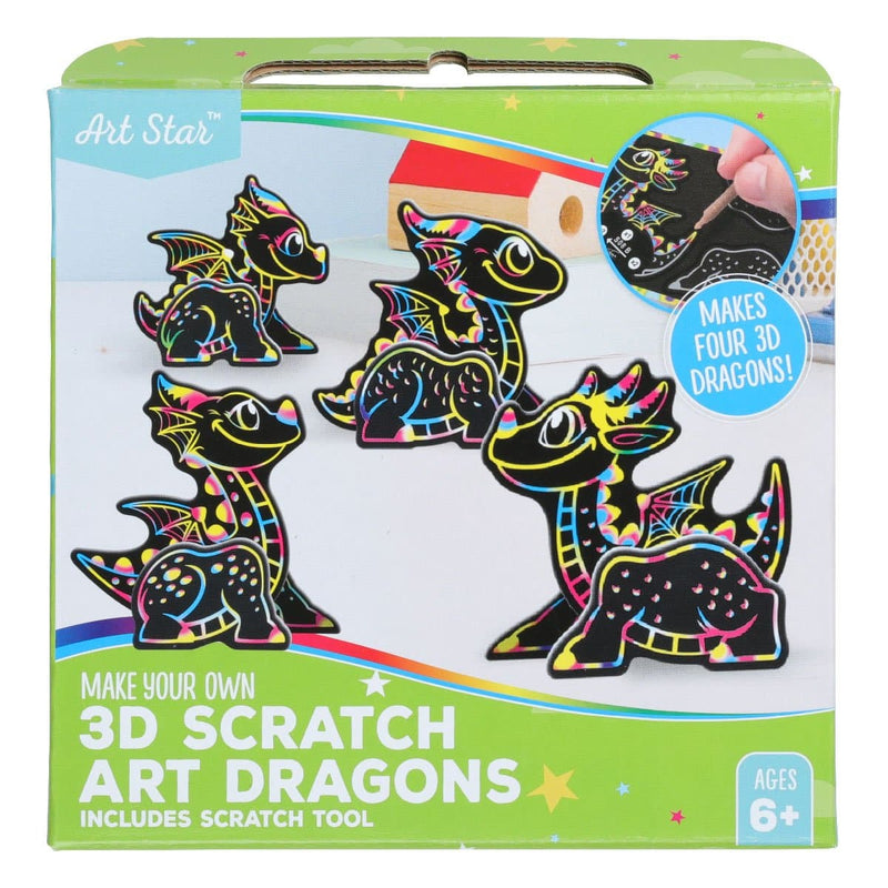 Lavender Art Star Make Your Own 3D Scratch Art Dragons Kit Kids Craft Kits