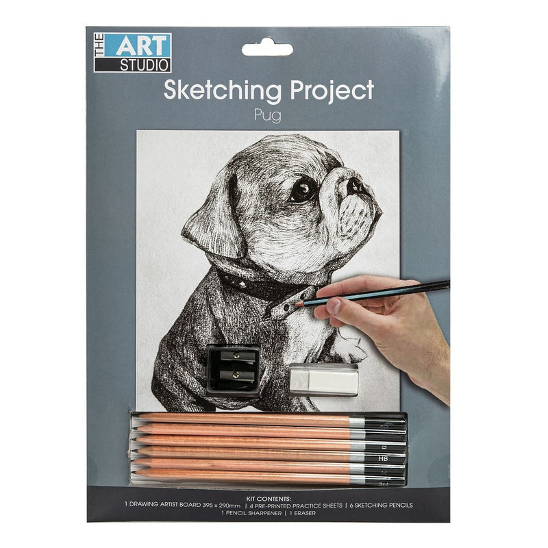 Slate Gray The Art Studio Sketching Project Pug Dog Kids Craft Kits