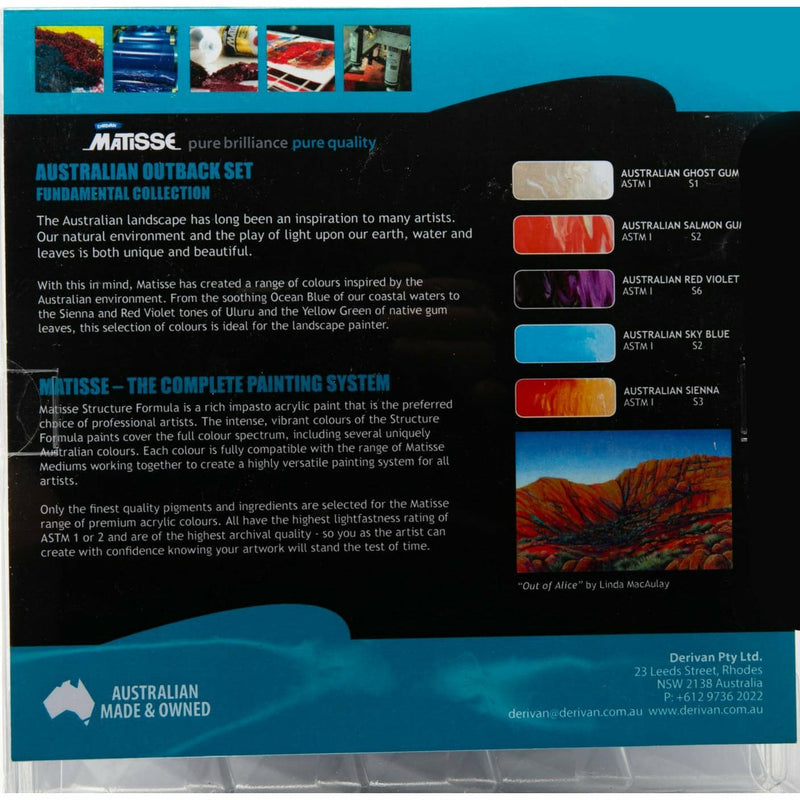 Black Matisse Structure Australian Outback Set 5 X 75mL Acrylic Paints