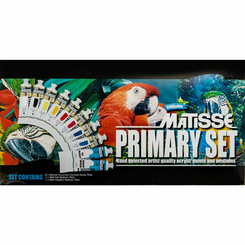 Chocolate Matisse Primary Colours Set 10 x 75ml Tubes Acrylic Paints