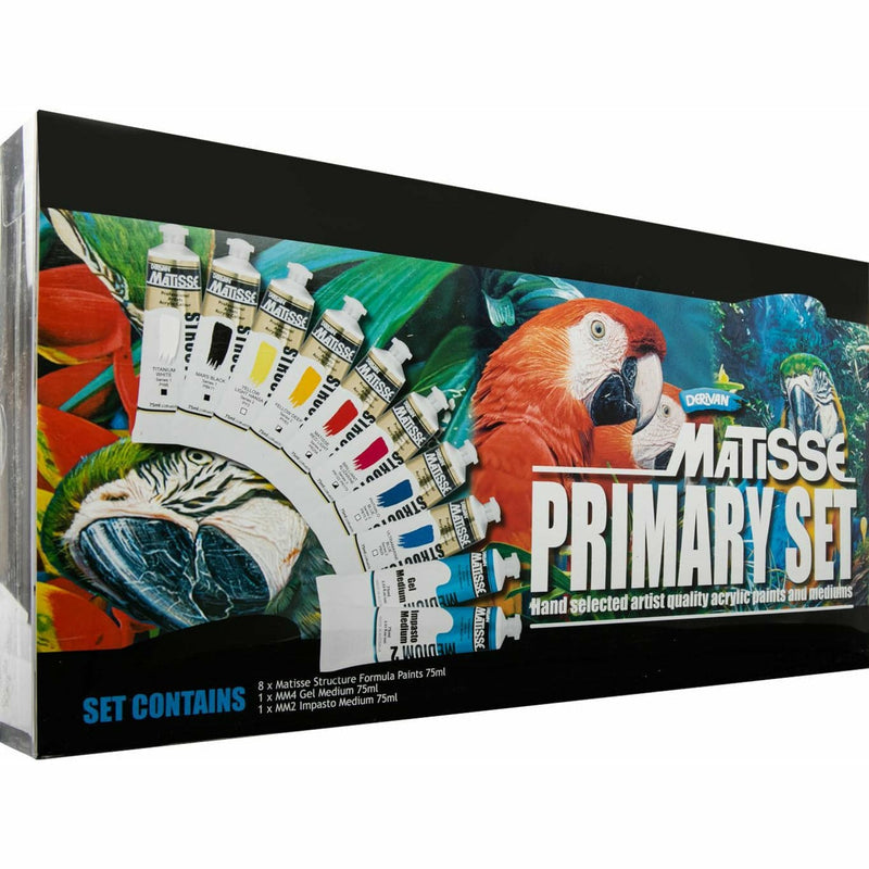 Chocolate Matisse Primary Colours Set 10 x 75ml Tubes Acrylic Paints