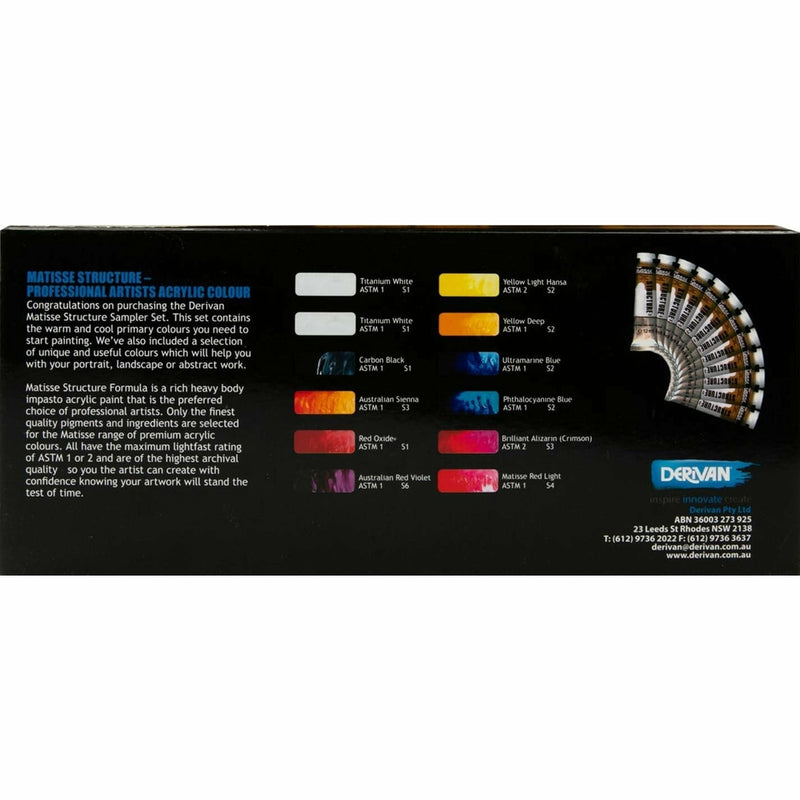 Black Matisse Structure Sampler Set 12 Colours Acrylic Paints