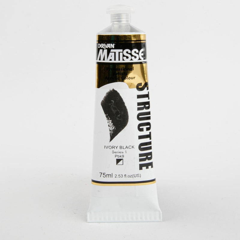 Black Matisse Acrylic Paint  Structure Series 1 75mL Ivory Black Acrylic Paints