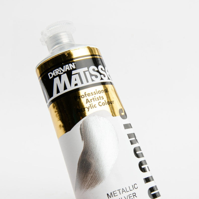 Black Matisse Acrylic Paint  Structure Series 4 75mL Metallic Silver Acrylic Paints