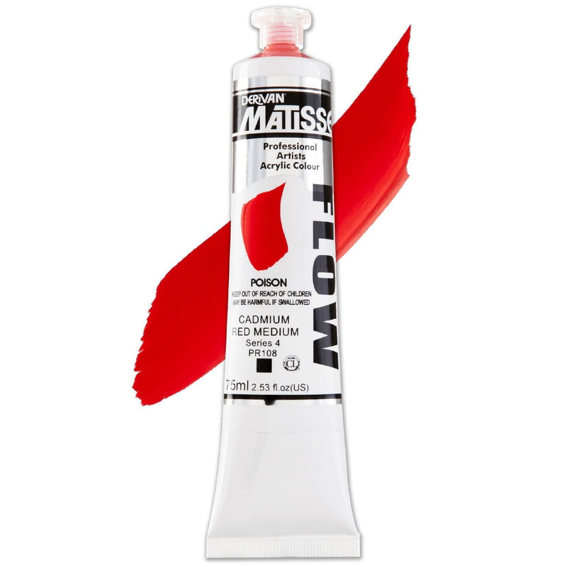 Orange Red Matisse Acrylic Paint  Flow S4 75mL Cadmium Red Medium Acrylic Paints